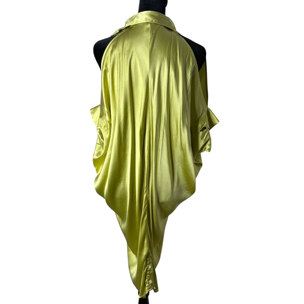 Lola Paredes Lime Green Satin Poncho Dress - Picture 2 of 16